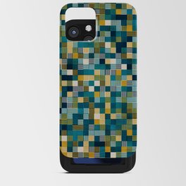 Teal Mustard Mosaic Abstract Art iPhone Card Case