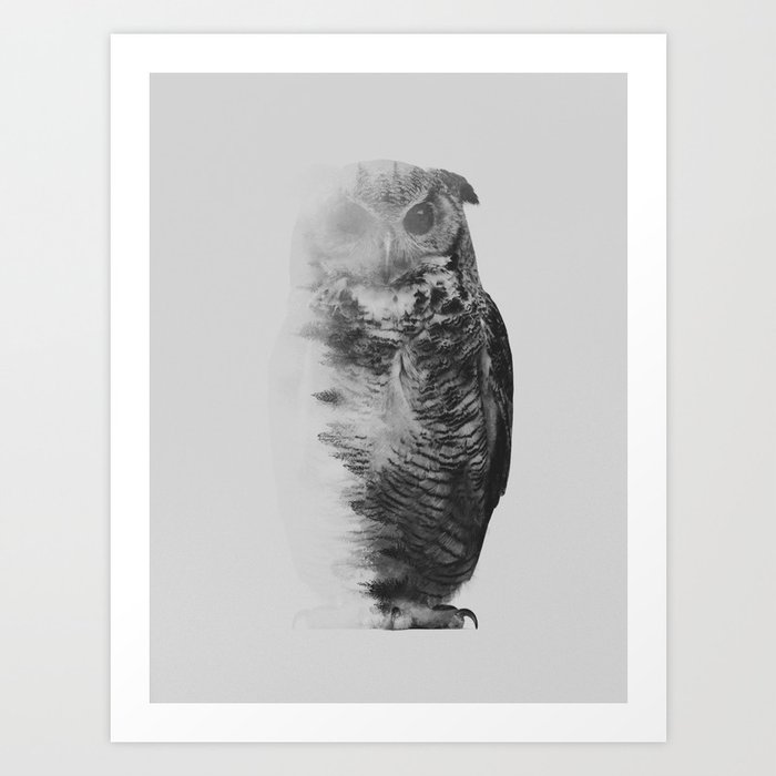 The Owl (black & white version) Art Print