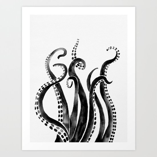 Black Octopus Art Print By Lady Pompof Society6