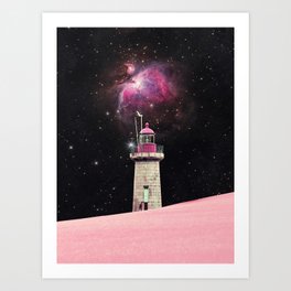 There's Always a Lighthouse - Space Aesthetic, Retro Futurism, Sci Fi Art Print