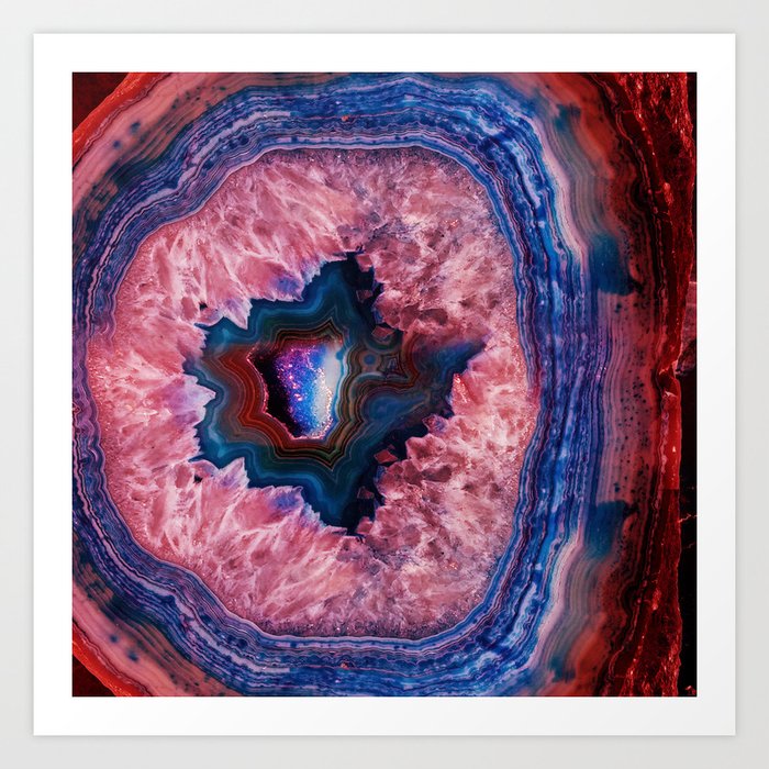 425 2 Pink Blue Geode Art Print By Lauragordon Society6