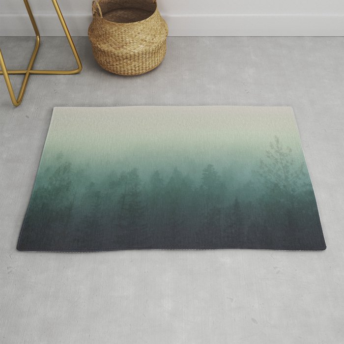 trees in fog forest landscape photography - cloudy nature Rug