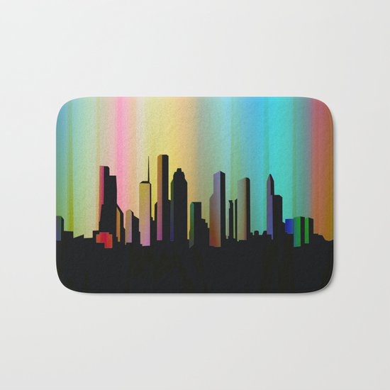 Cityscape through the veil Bath Mat