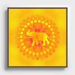 Solar mandala with elephant - for lucky Framed Canvas