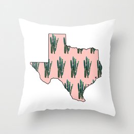 Pink Cactus Texas Throw Pillow