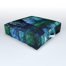 Enchanted Forest Lake Green Blue Outdoor Floor Cushion