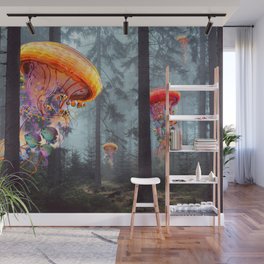 Electric Jellyfish Worlds in a Forest Wall Mural