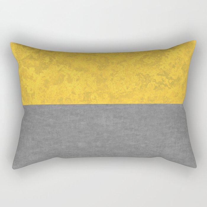 Mustard Yellow Concrete and Marble Granite Rectangular Pillow