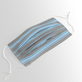 [ Thumbnail: Grey and Light Sky Blue Colored Lines Pattern Face Mask ]