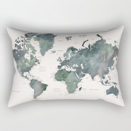 Detailed watercolor world map Makoa Rectangular Pillow
