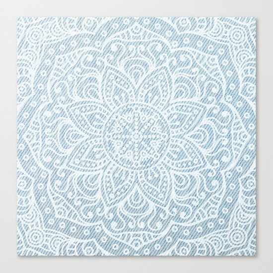 Mandala on Light Blue Jeans Canvas Print
