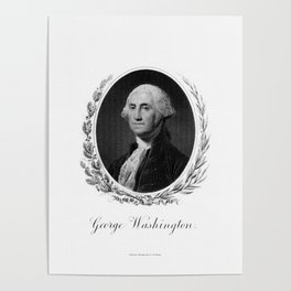 Engraving and anonymous portrait of George Washington Poster