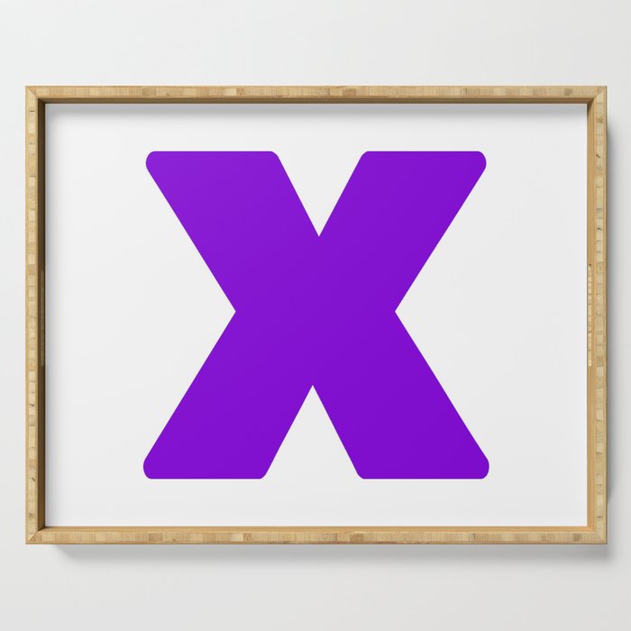 X (Violet & White Letter) Serving Tray