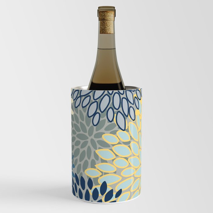 Floral Print, Yellow, Gray, Blue, Teal Wine Chiller