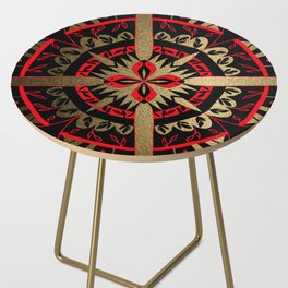 Art Deco Red and Black Bold Mandala Pattern  Side Table