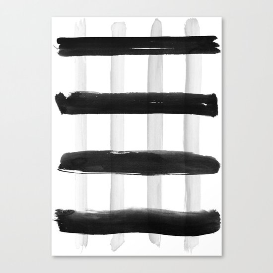 Black and White Brush Strokes Canvas Print