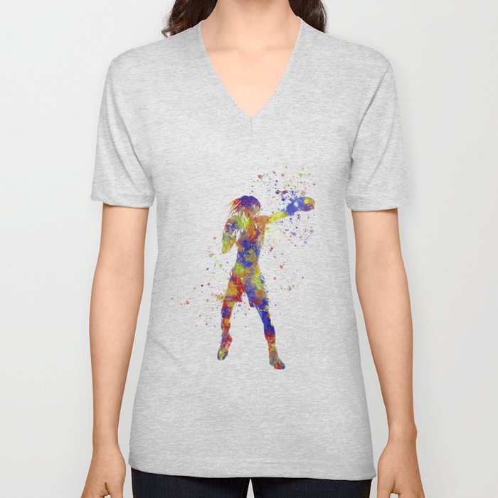 watercolor boxer V Neck T Shirt