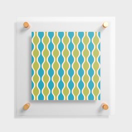 Classic Retro Ogee Pattern 852 Turquoise and Olive Floating Acrylic Print