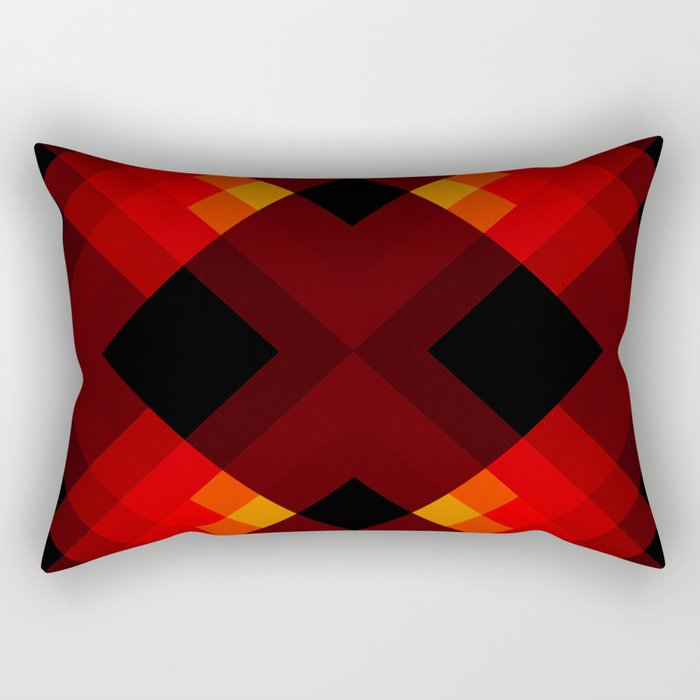 Red Lucy - Abstract Minimal Geometric Retro Pattern Rectangular Pillow