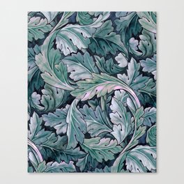 Green & Teal Morris Leaves Canvas Print