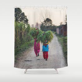 Indian women carrying grass Shower Curtain