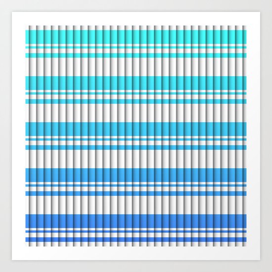 Stripes - Teal/Blue Art Print