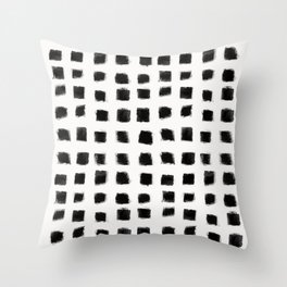 form blocs | polka strokes narrow | black on off white  Throw Pillow
