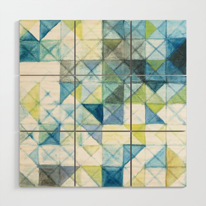 Watercolor abstract Geometric pattern Wood Wall Art