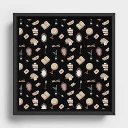 Dark Academia black Framed Canvas