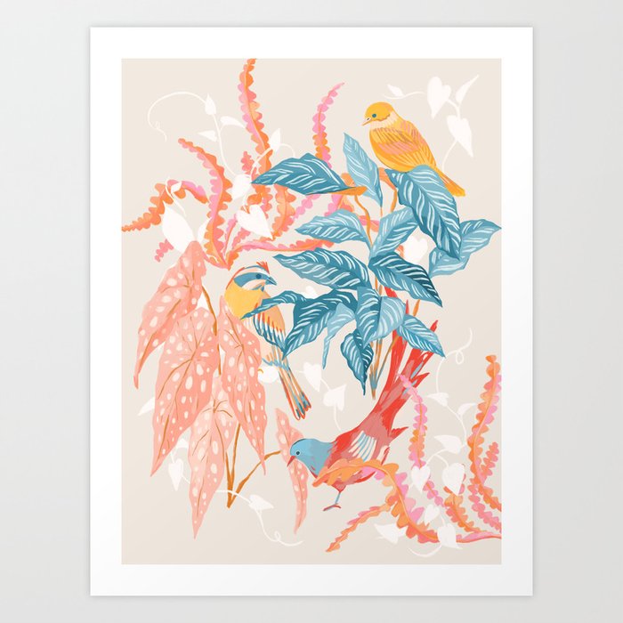 Birds and Plants Art Print
