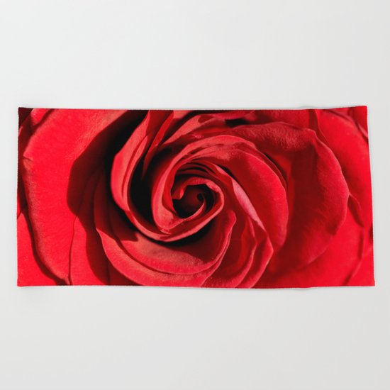 Red rose in LOVE- Roses Flowers Floral Beach Towel