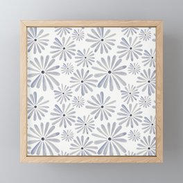 Watercolor pattern of simple bright flowers Framed Mini Art Print