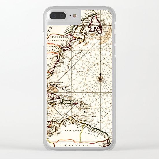 Vintage Atlantic Ocean Map Clear iPhone Case