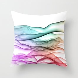 Digital Alcohol Ink Rainbow Waves Throw Pillow