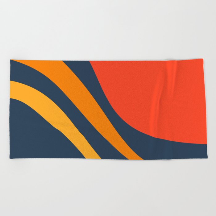 Relue - Minimalistic Colorful Wavy Retro Design Art Pattern Beach Towel