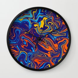 Fire and Ice Color Melt Wall Clock | Edm, Oilslick, Blue, Psychedelic, Oilspill, Digital, Wildnclassyfun, Pourart, Painting, Trippy 