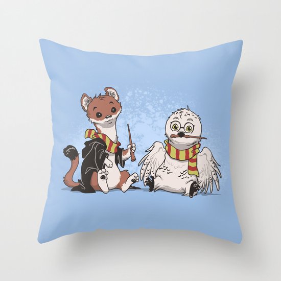 The Owl and The Weasel Throw Pillow