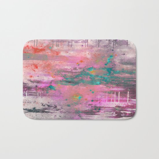 Mystical! - Abstract, pink, purple, red, blue, black and white painting Bath Mat