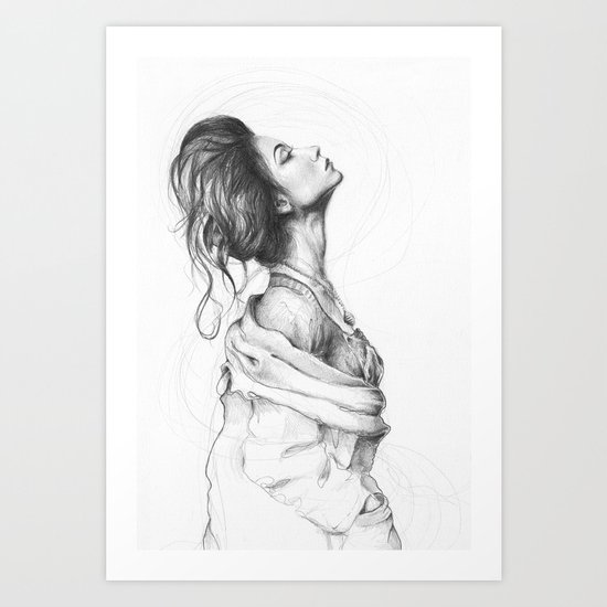 Pretty Lady Illustration Woman Portrait Beauty Art Print