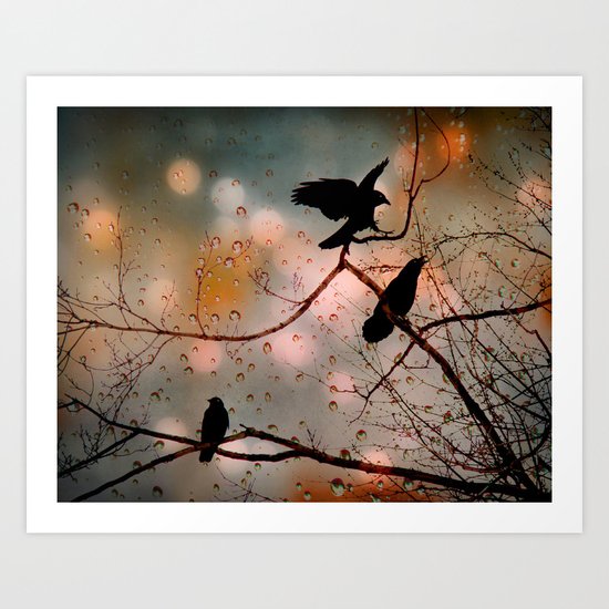 Rainy Day Crows Art Print