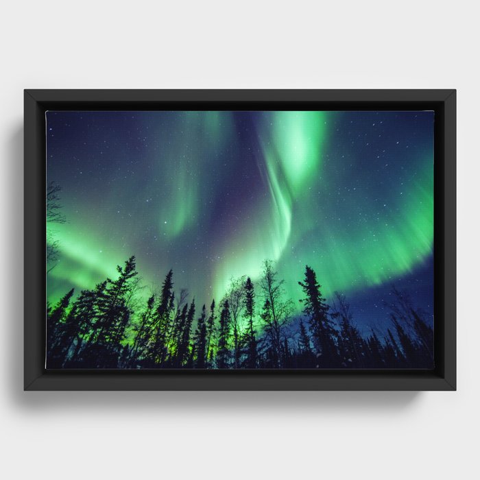 Northern Lights in Yellowknife Framed Canvas