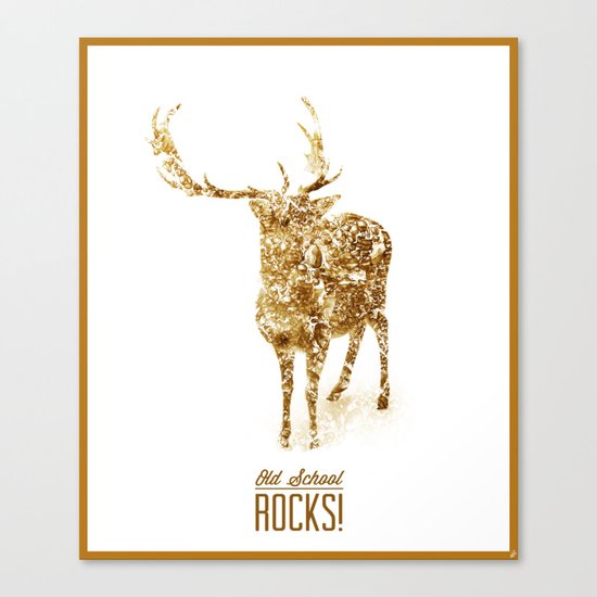 Old School Rocks! Gold Deer Version Canvas Print