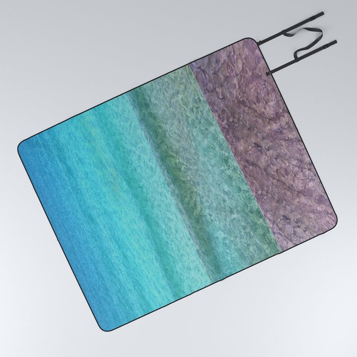 ocean blue and lavender color blocking line function Picnic Blanket