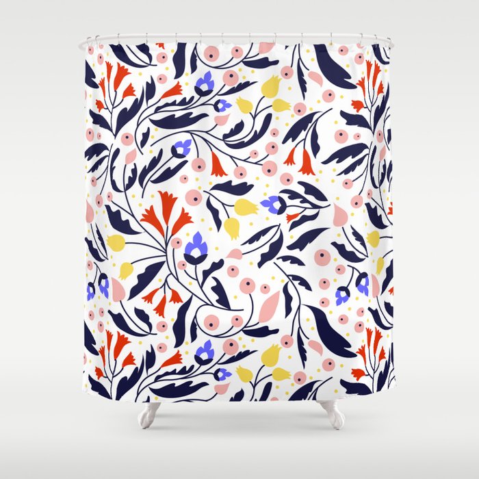 Flower Garden Bright Colors Shower, Bright Colored Shower Curtains