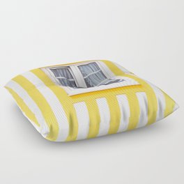 Yellow Stripes Beach House - Pastel - Window - Travel photography Floor Pillow