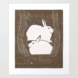 Two Snow Hares - Samuel Jessurun de Mesquita - Cedar Brown Art Print