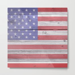 Rustic American Flag Metal Print
