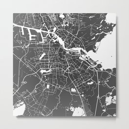 Amsterdam Gray on White Street Map Metal Print
