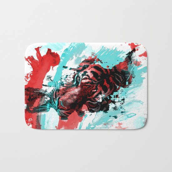Tiger blue red 4 Bath Mat