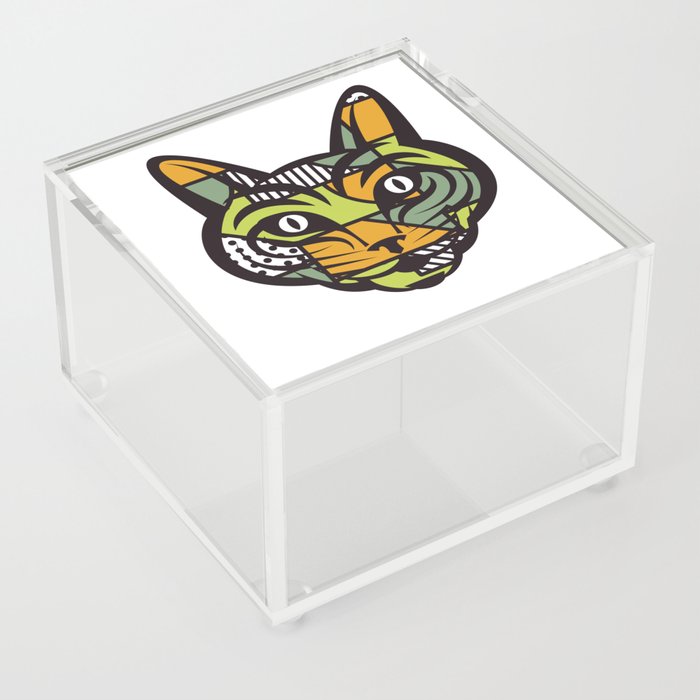 Abstract Cat Geometric Shapes Acrylic Box